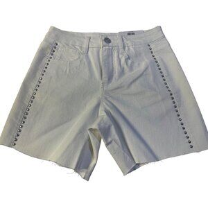 And now this sz 26 The Studded Short White Denim Stretch Jean Shorts With Metall